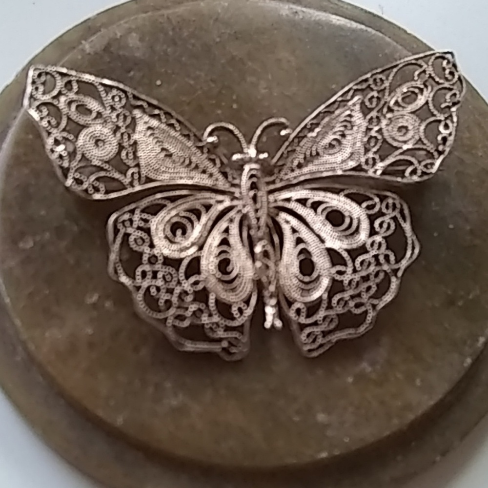 LACY STERLING BUTTERFLY BROOCH